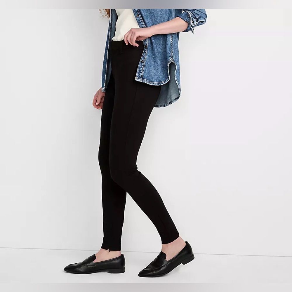 Lands’ End High Rise Ponte Polished Leggings Black Size 8 NWT